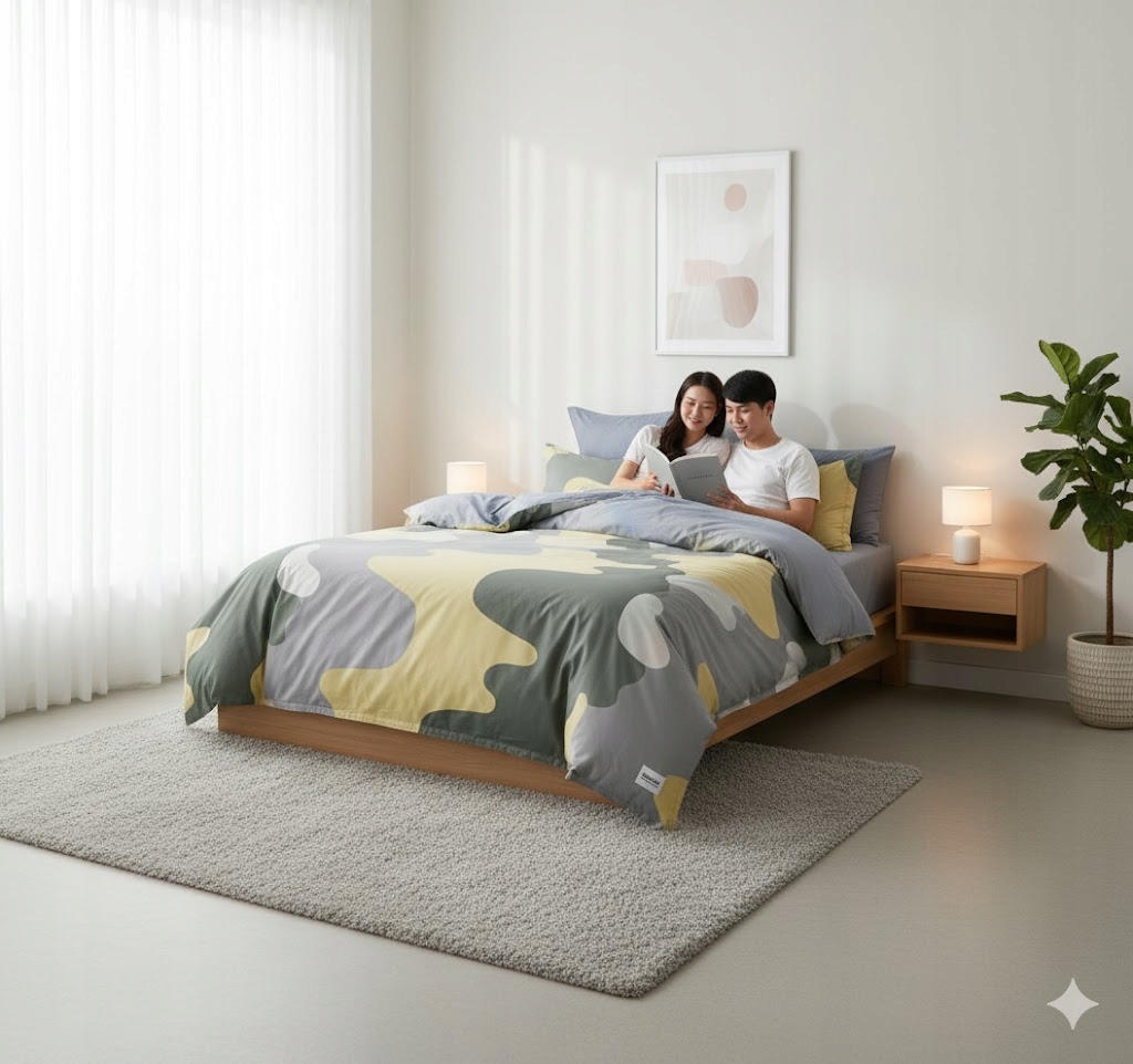 3dílná sada povlečení na peřinu s maskáčovým vzorem, 100% bavlna, do ložnice 160×200 cm