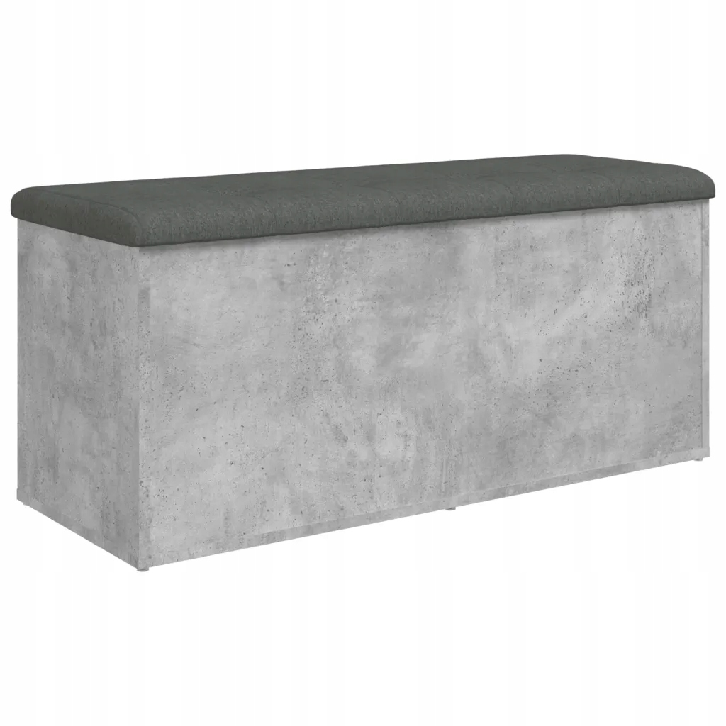 Úložná lavice s polštářem, šedá barva betonu, 102 x 42 x 45 cm