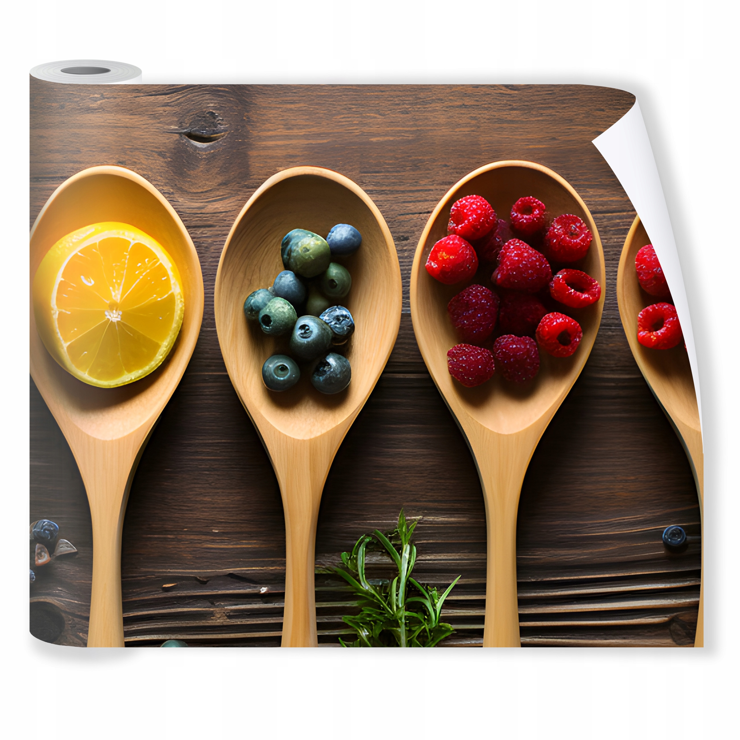 Fototapeta do kuchyně Omyvatelná prkna Lžíce Ovoce Tapeta voděodolná 250x60