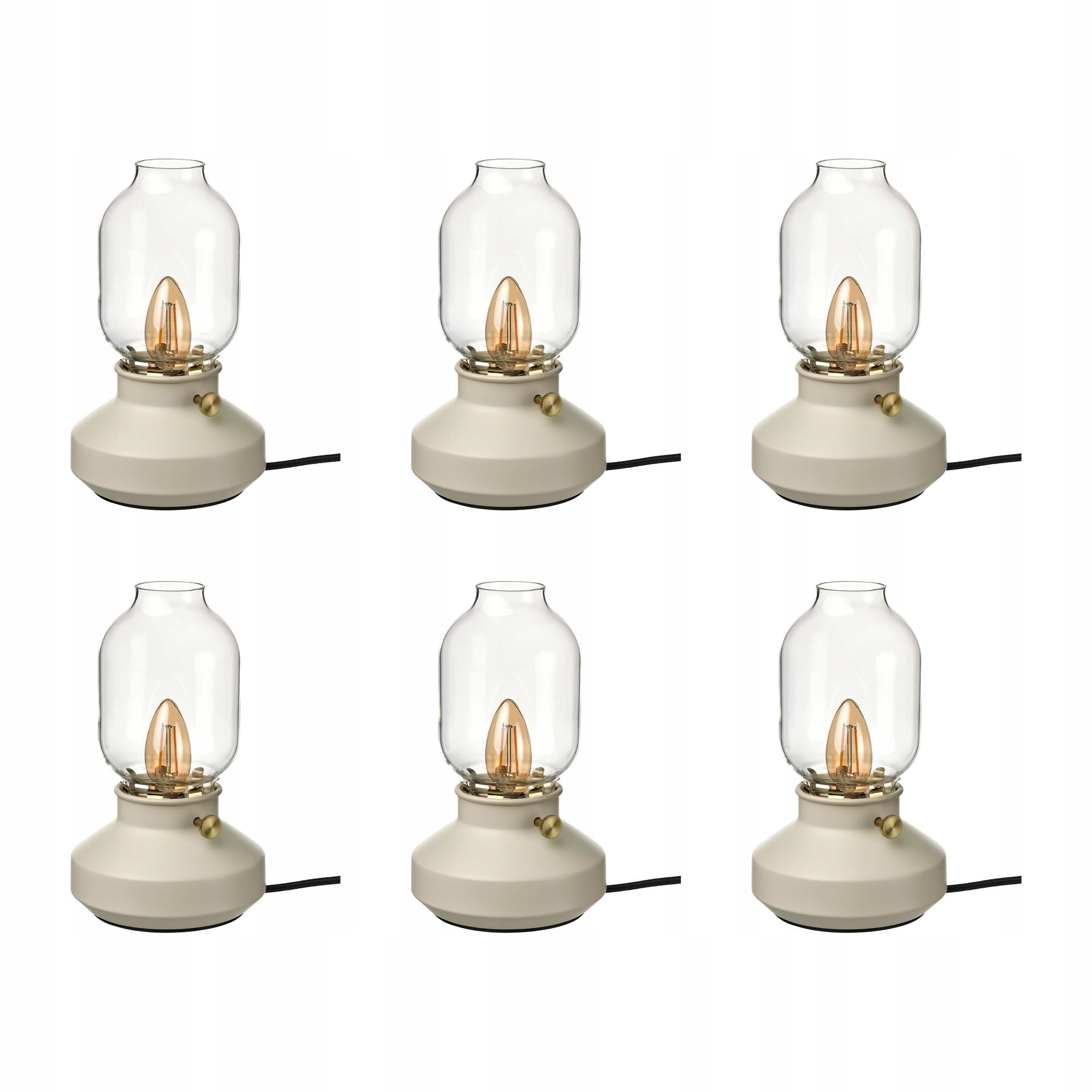 6 szt. Lampa stołowa Tarnaby beżowa 25 cm z ściemniaczem