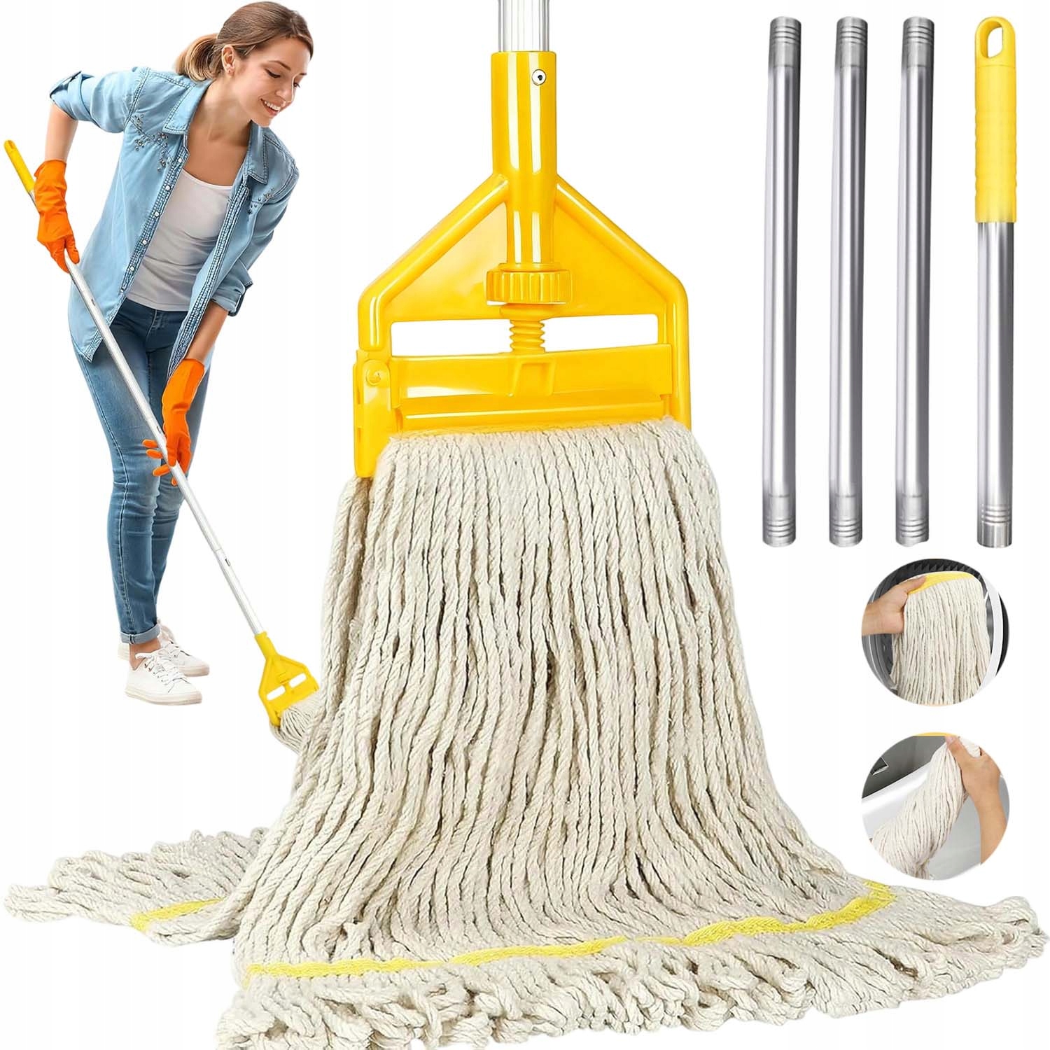 Levně Bavlněný Provázkový Mop Dlouhý 147 CM Pro Čištění Podlah V Domácnosti, Kanceláři