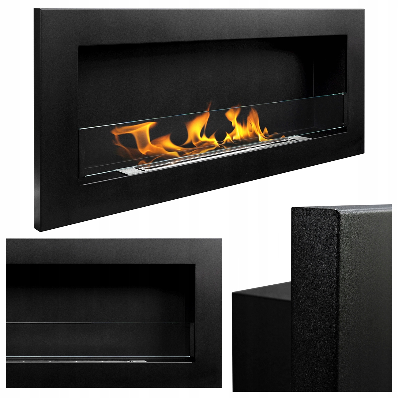 Biokrb Závěsný Se Sklem 900X400 Slim Černý Strukturovaný Mat