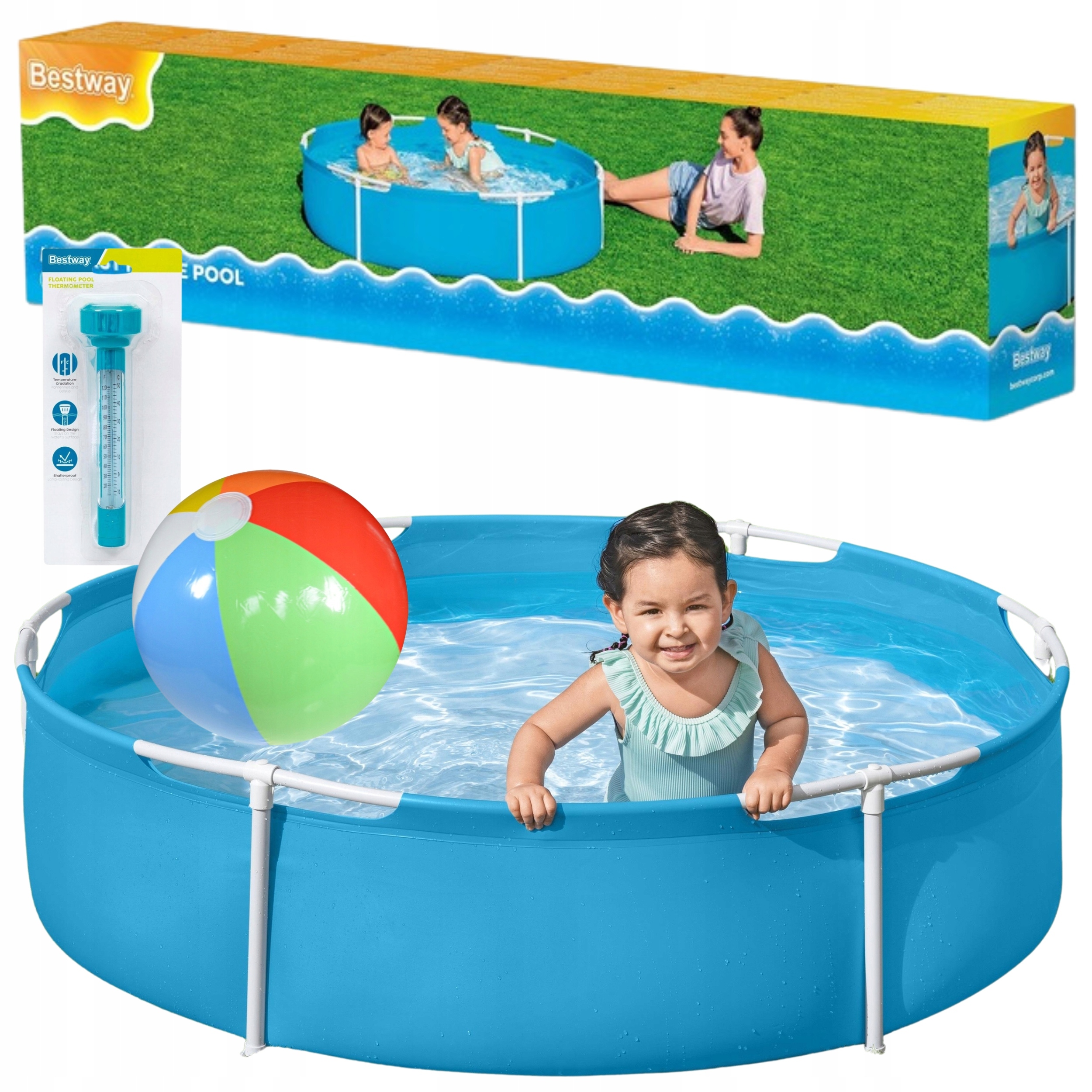 Záhradný roštový bazén pre deti, záhrada 152 x 38 cm, Sada 3v1, Lopta Bestway