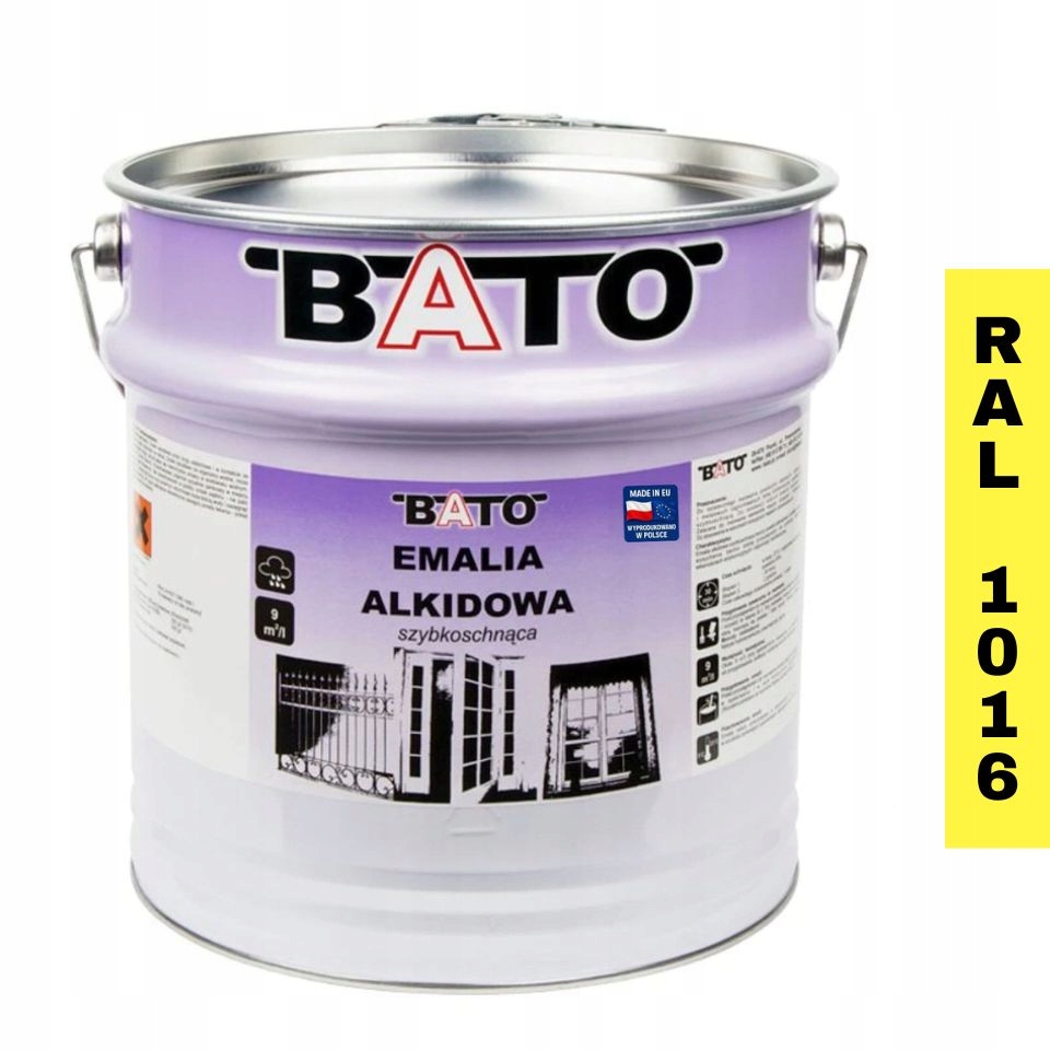 Alkydová smaltovaná barva na kov Bato Ral 1016 rychleschnoucí 10L Žlutá
