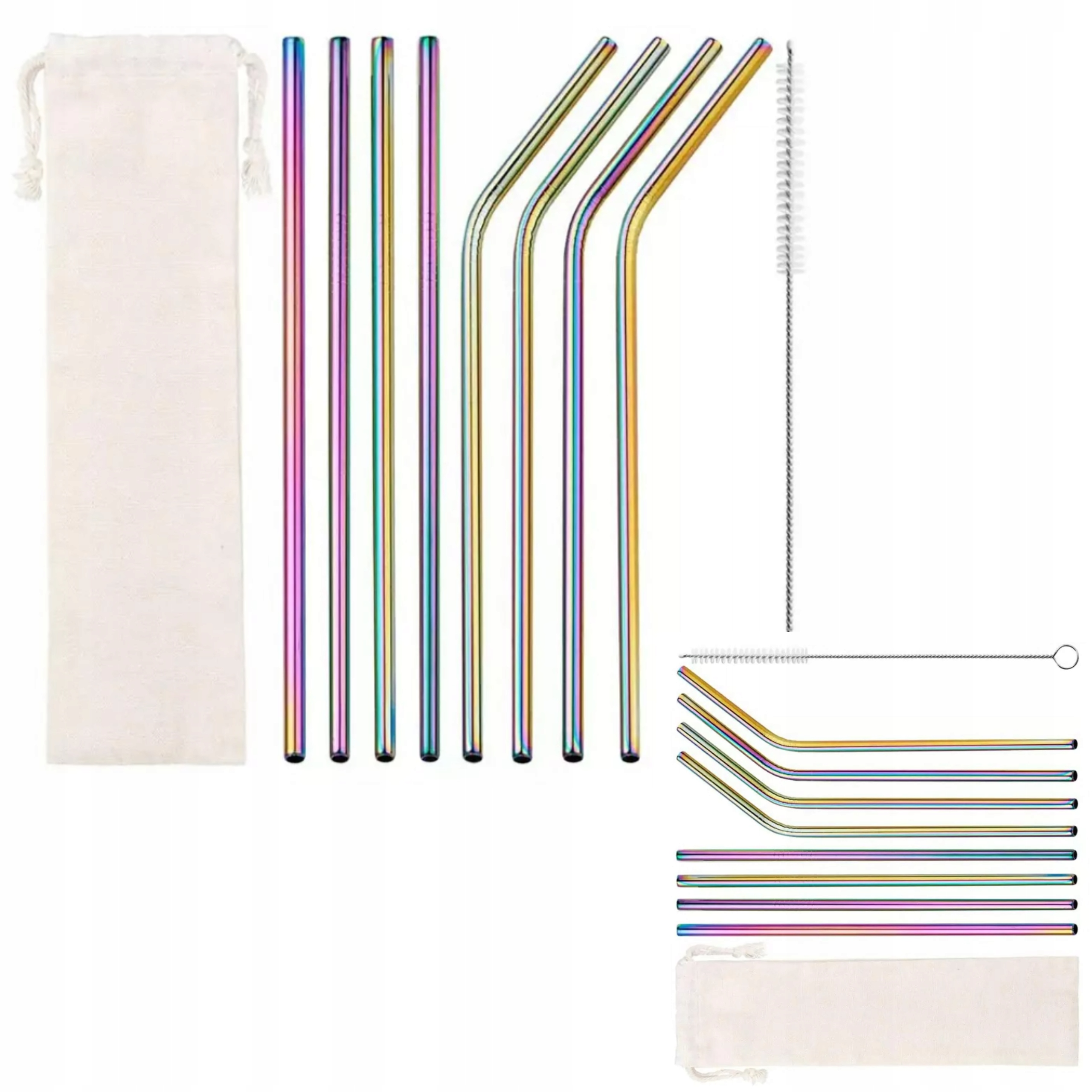 SŁOMKI METALOWE DO DRINKÓW 16SZT + 2 CZYŚCIKI Liczba sztuk w zestawie 16 szt.