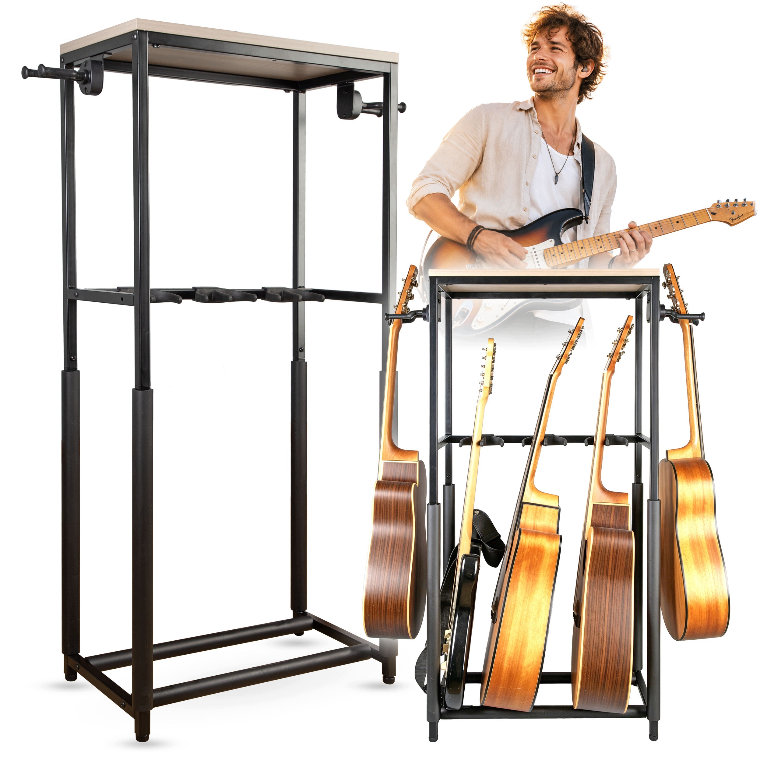 Statyw Na 5 Gitar Stojak Na Gitarę Stalowy Półka Z Blokadą 120CM Do 60KG
