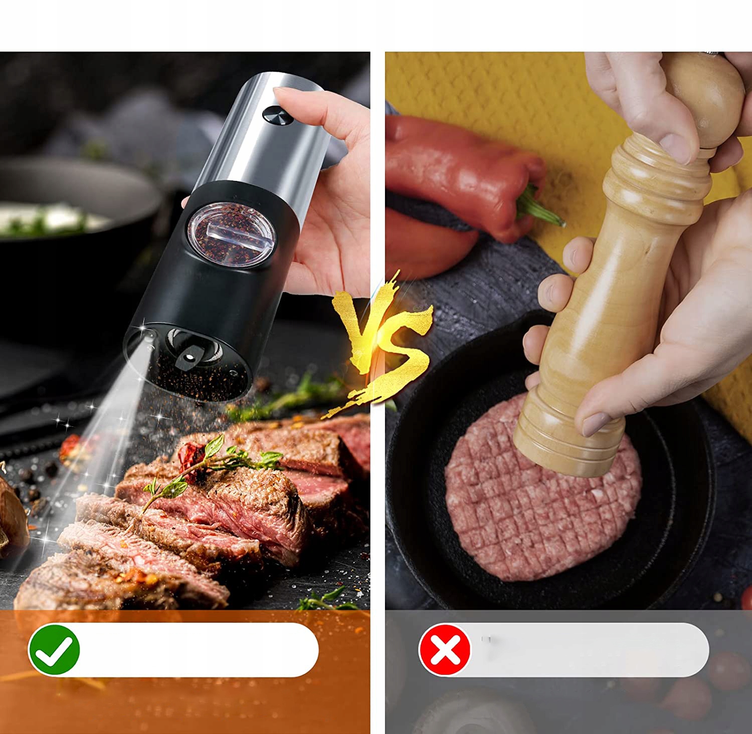 ELEKTRYCZNY MŁYNEK DO SOLI I PIEPRZU ZESTAW | 2w1 Funkcje brak