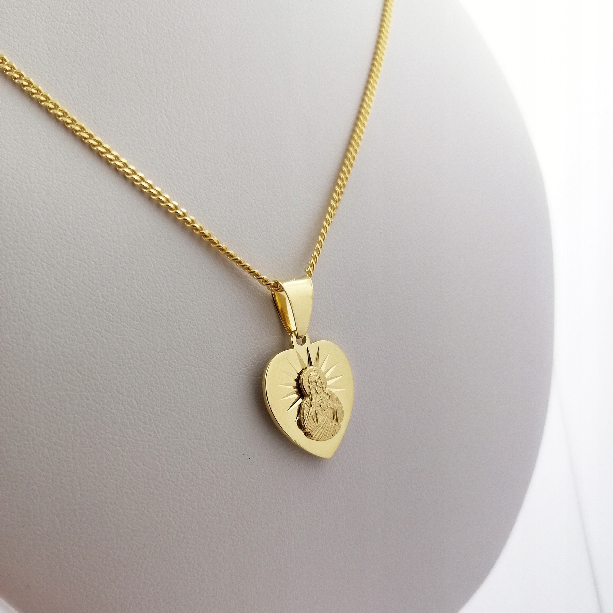 ZŁOTY ŁAŃCUSZEK MEDALIK KOMUNIA CHRZEST GRAWER 925 Kod producenta komunia chrzest matka boska serce 585
