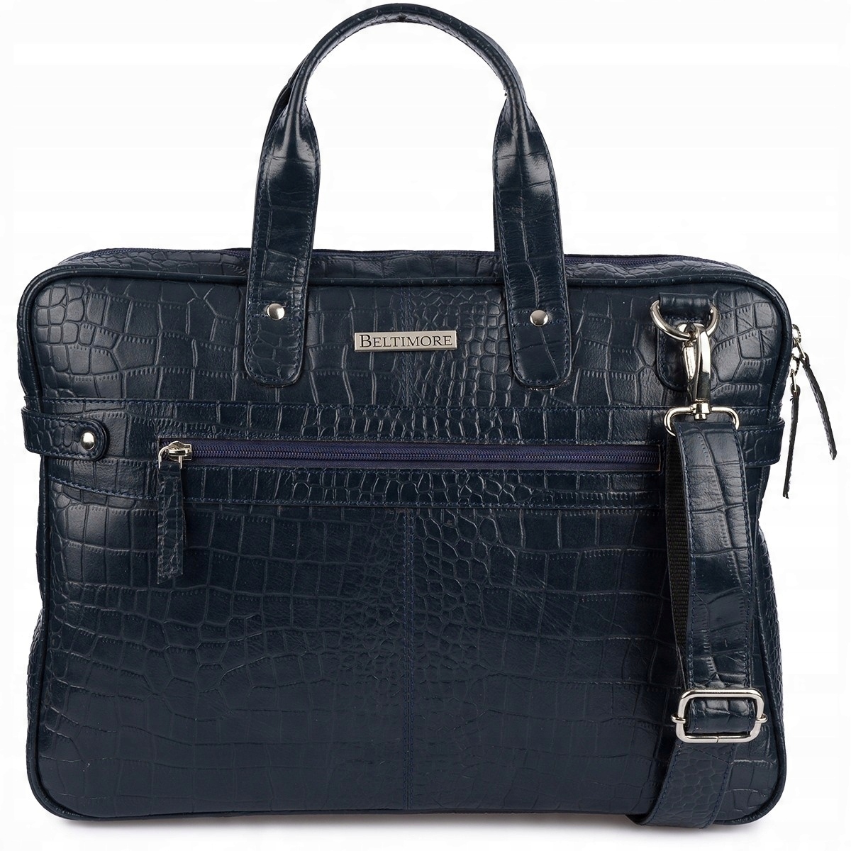 Kožená taška aktovka croco na notebook 15"6 modrá A4 Beltimore
