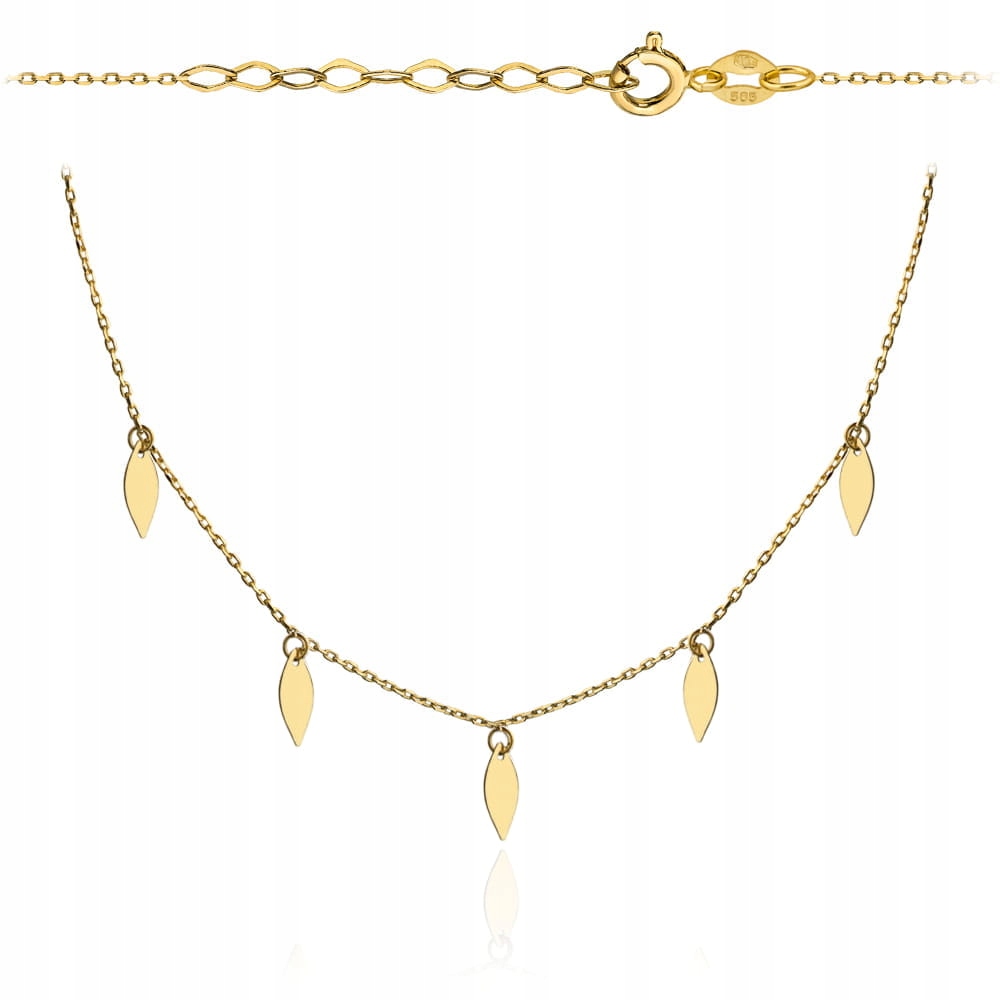 Naszyjnik złoty 585 listki na łańcuszku 39+3 cm