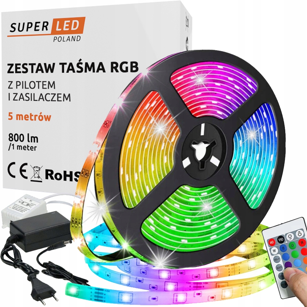 

Taśma Led Rgb 5050 5m IP65 zasilacz pilot Zestaw
