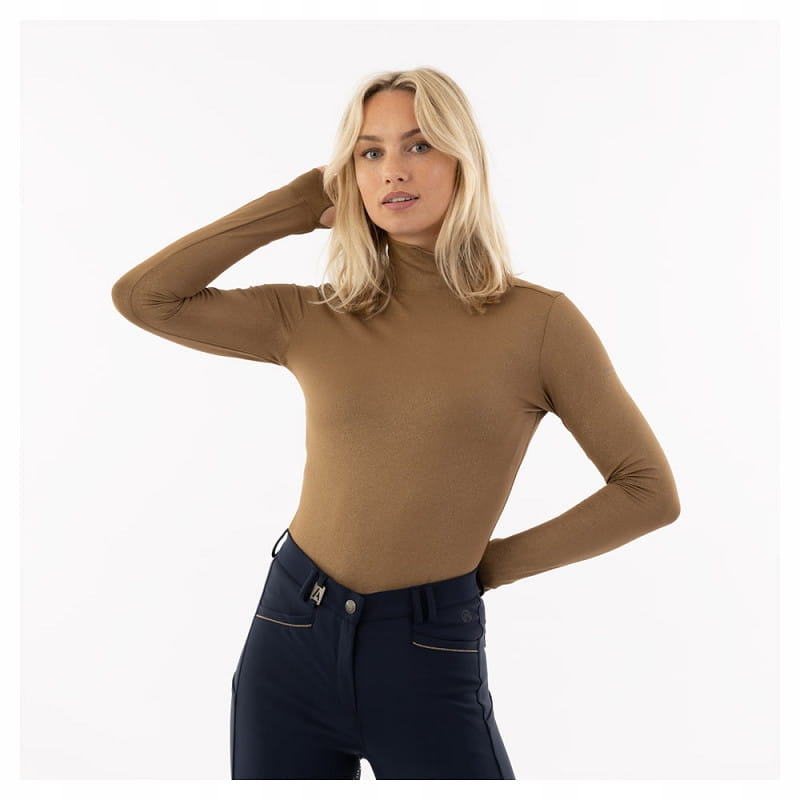 Jezdecké tričko Anky Mockneck dámské, hnědé, L