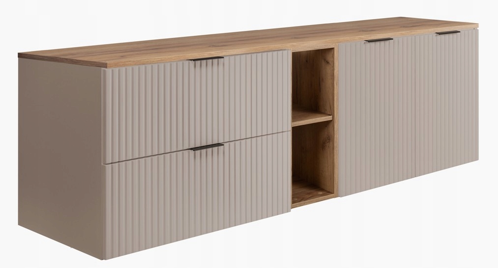 Koupelnová skříňka pod umyvadlo Závěsná Kašmír Dub 160 Ryfle Mdf Blat