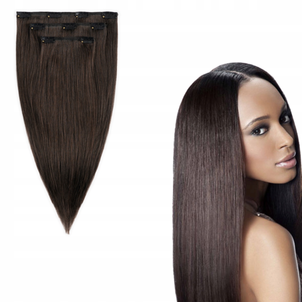 

Doczepiane Włosy naturalne Clip In 43cm taśmy #1B