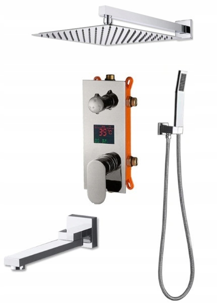 Podomietkový Sprchový Set S Výtokovým Displejom 30 CM, Chróm