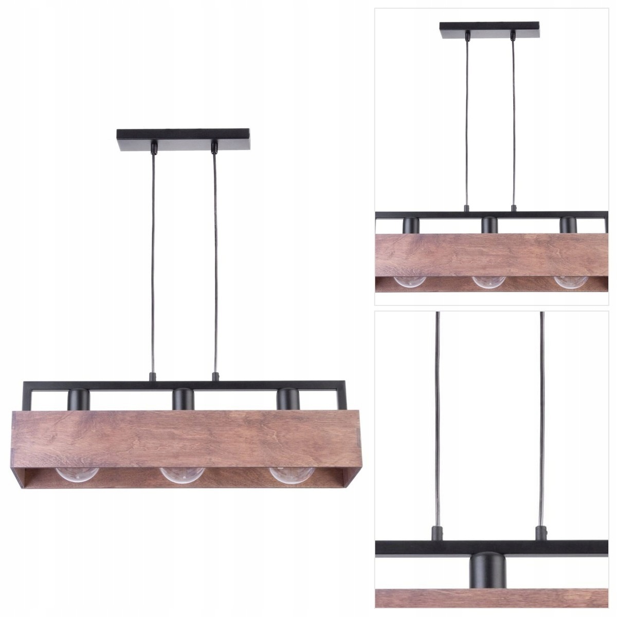 Černá závěsná lampa Dakota 3 s intenzivním leskem v kuchyni Sigma Lighting
