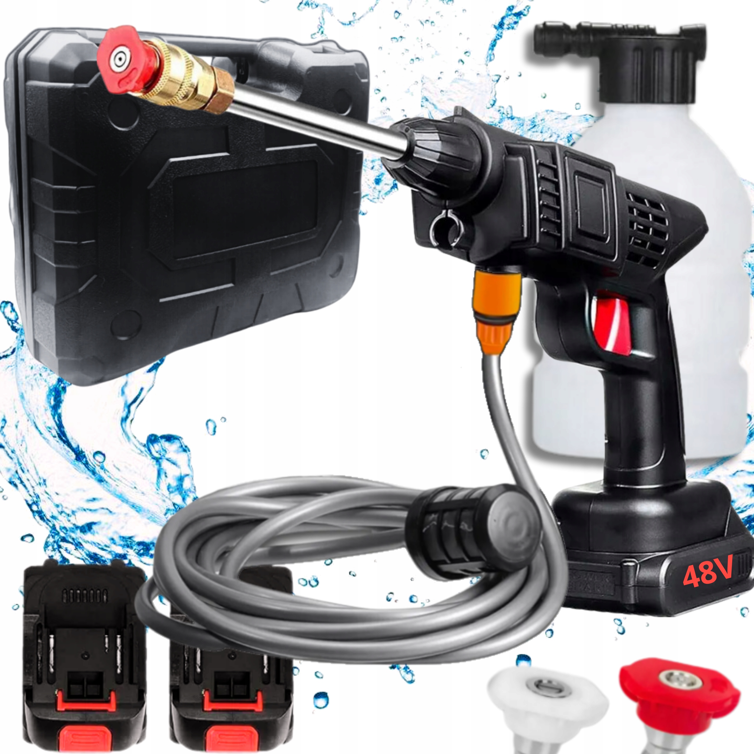 Myjka Ciśnieniowa Akumulatorowa 2 Akumulatory 2 Ah 48V Pianownica I Walizka