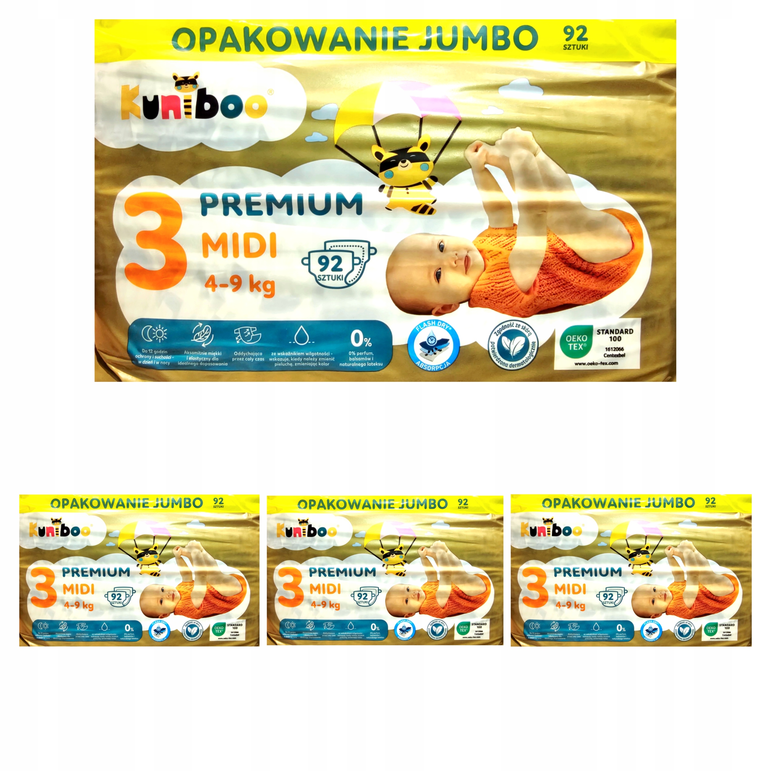 Pieluchy Kuniboo Premium Rozmiar 3 4-9 kg 368 szt.