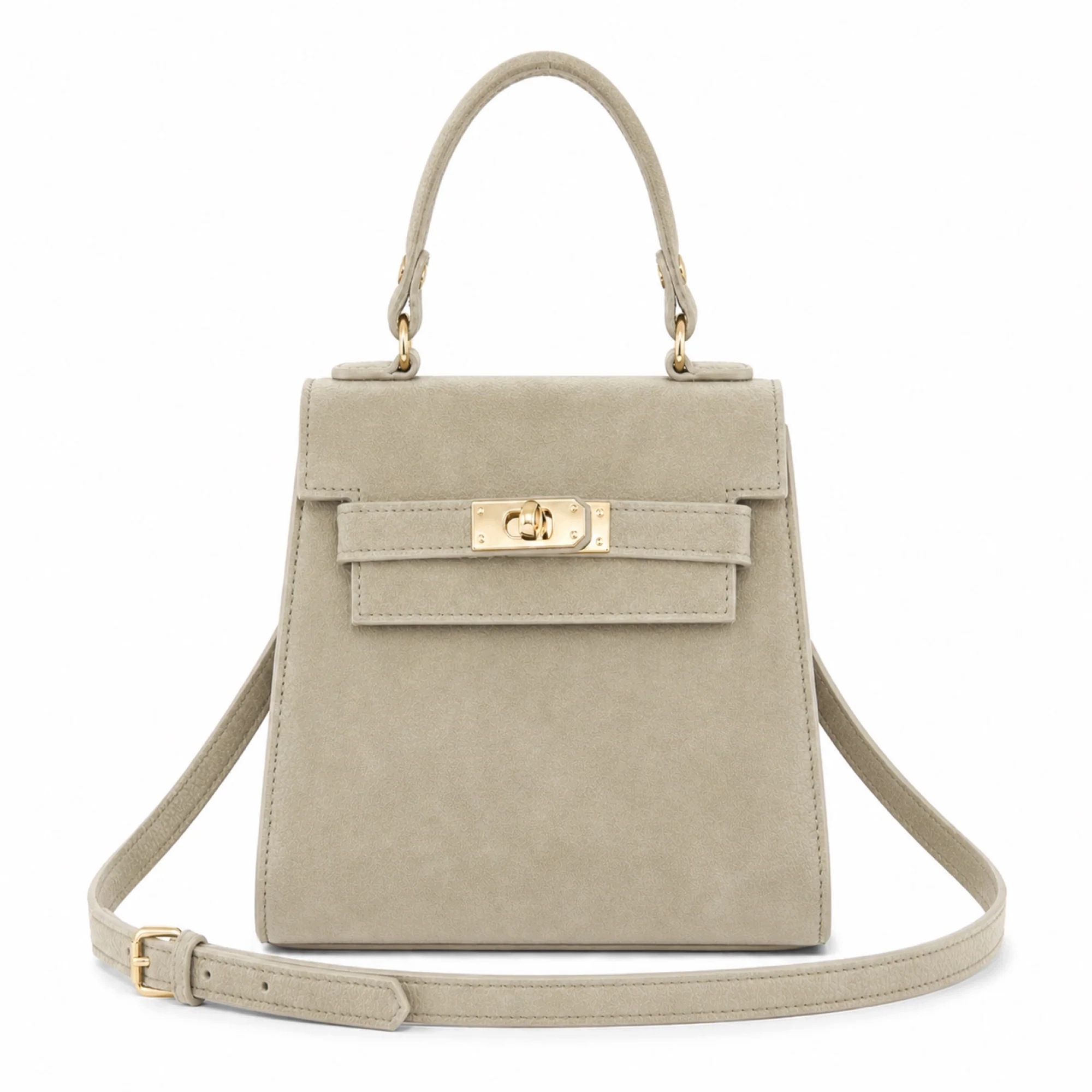 Dámská kabelka Laura Biaggi, přírodní semišový kufřík s klopou Light Beige