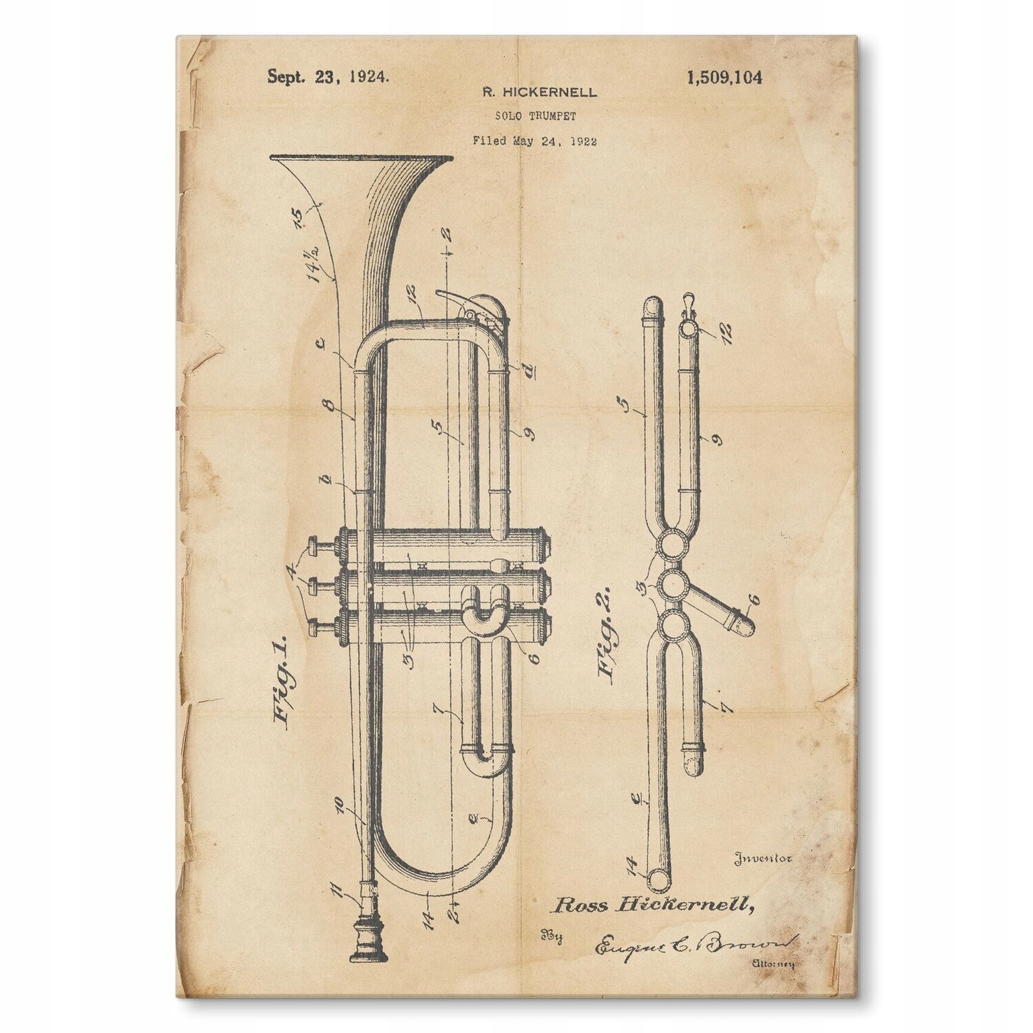 Kovový plakát Trumpet Musician Retro Šidítko Plech 30 x 42 cm Dárek