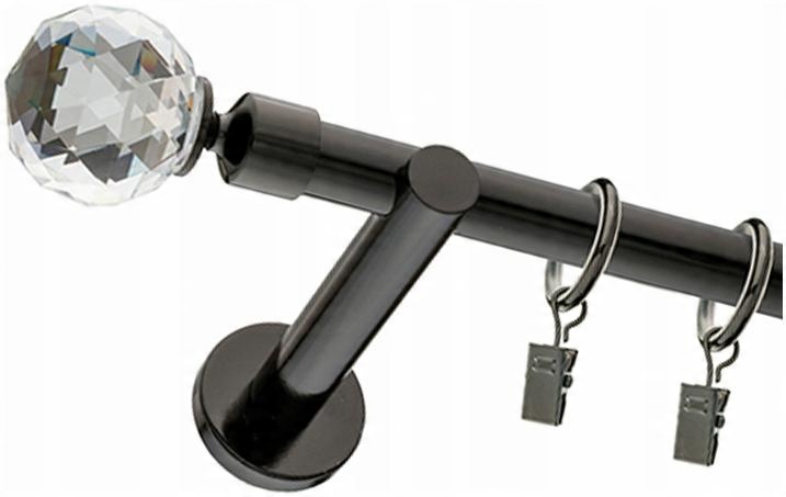 

Karnisz Crystal Czarny Pojedynczy 19mm 260 cm