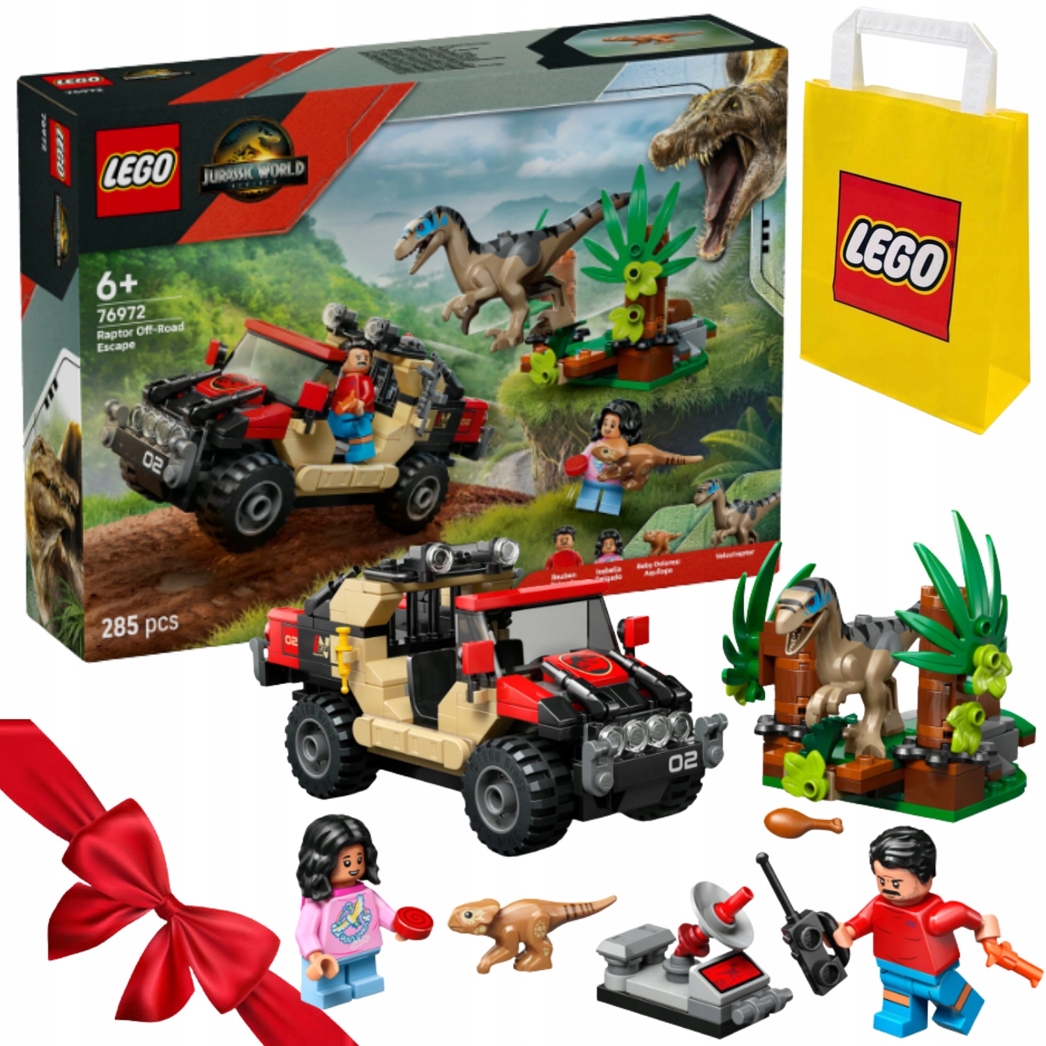 Zestaw Klocków Lego Jurassic World 76972 Ucieczka Terenówką Przed Raptorem