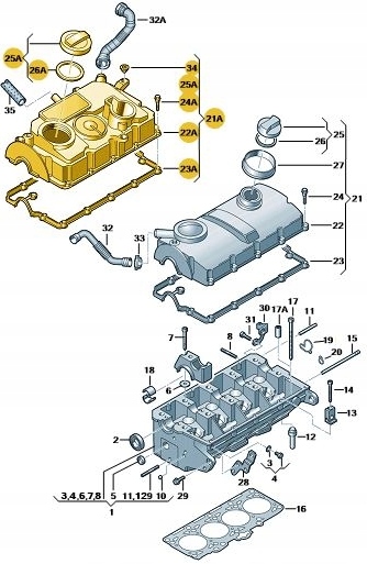 POKRYWA ZAWORÓW 1.9 2.0 TDI 03G103469G ORYGINAŁ Producent części Volkswagen OE