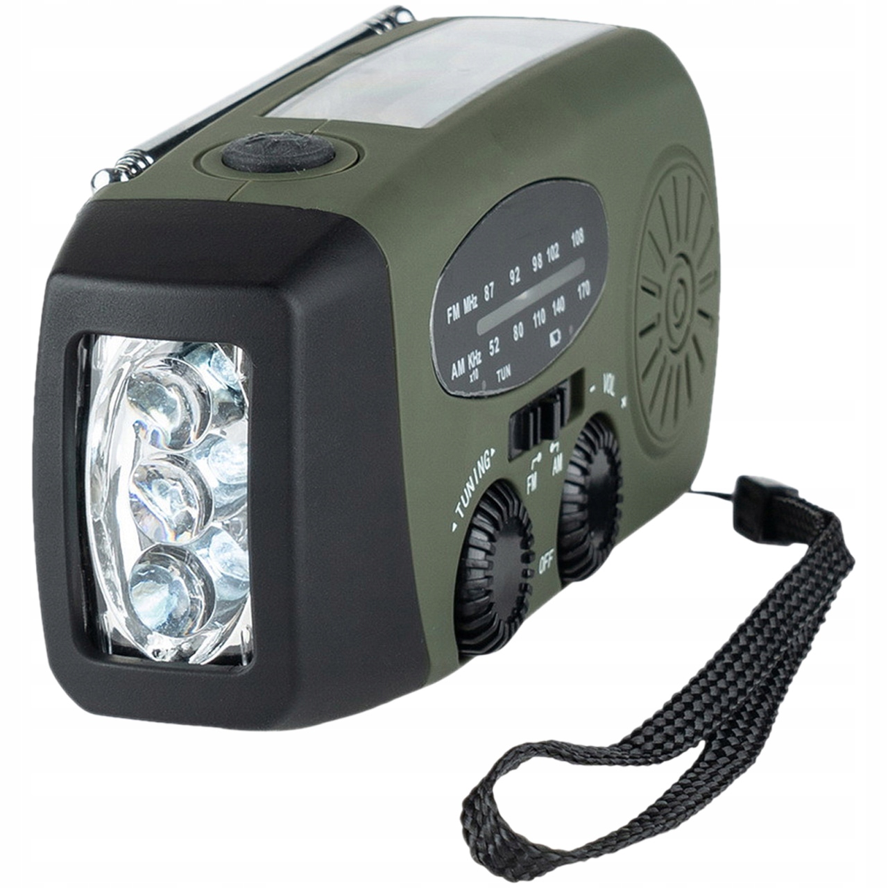 Radio turystyczne na korbkę solarne powerbank Usb-c Fosco Fm/am latarka