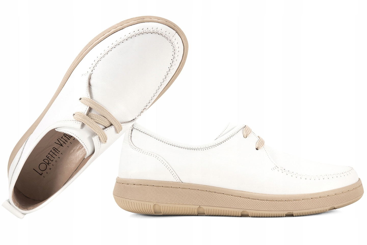 Loretta Vitale 591 Dámské Kožené Polobotky bílé 39