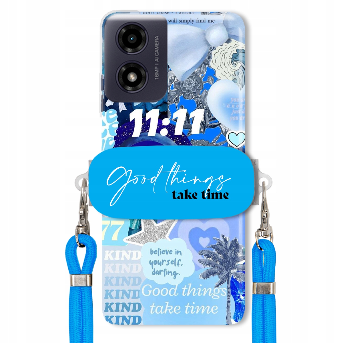 Puzdro pre Motorola G04 Držiak na vodítko Crossbody Good Things Take Time Lata