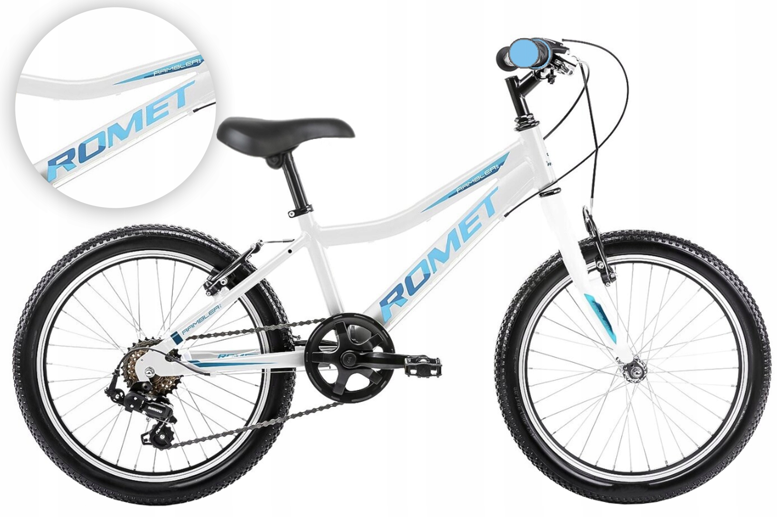 Rower dziecięcy 20" Romet Rambler Kid 1 biały niebieski R25