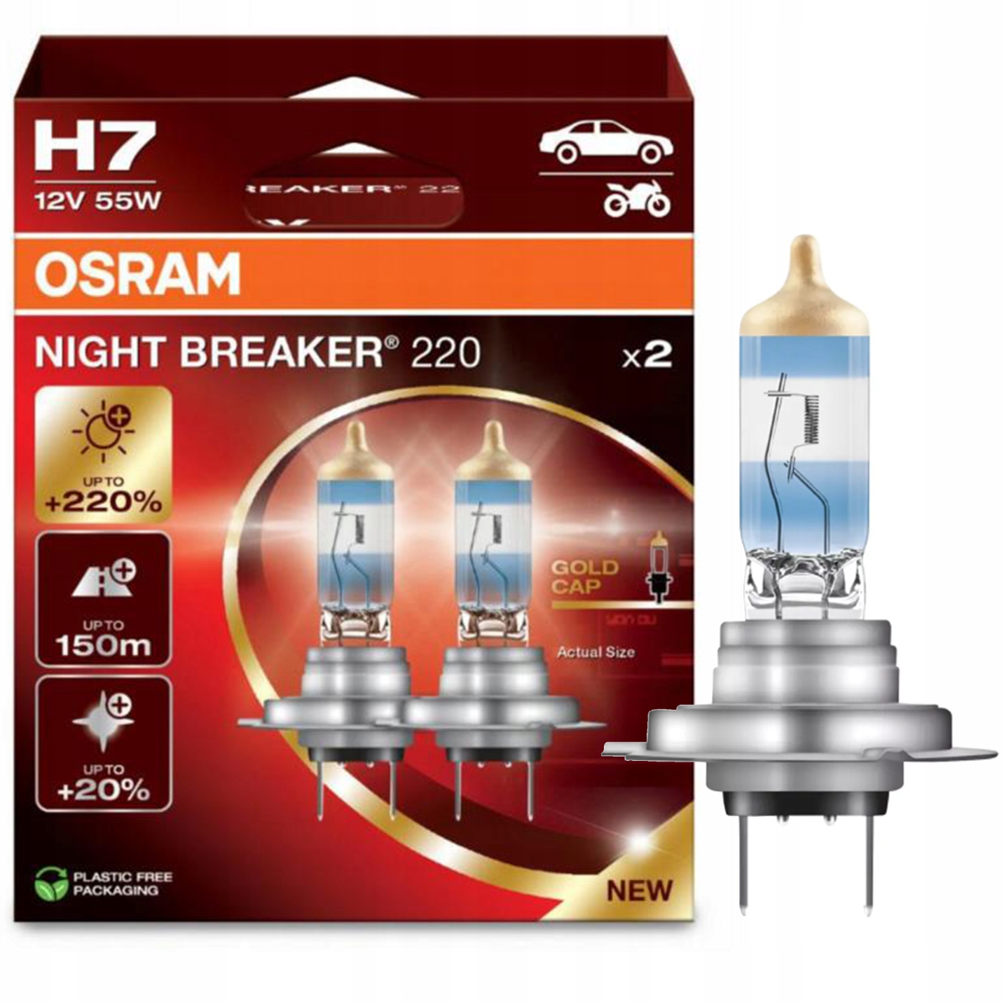 Osram žárovky H7 Night Breaker +220 % svítivost, +150 m dosah, +20 % bělejší světlo