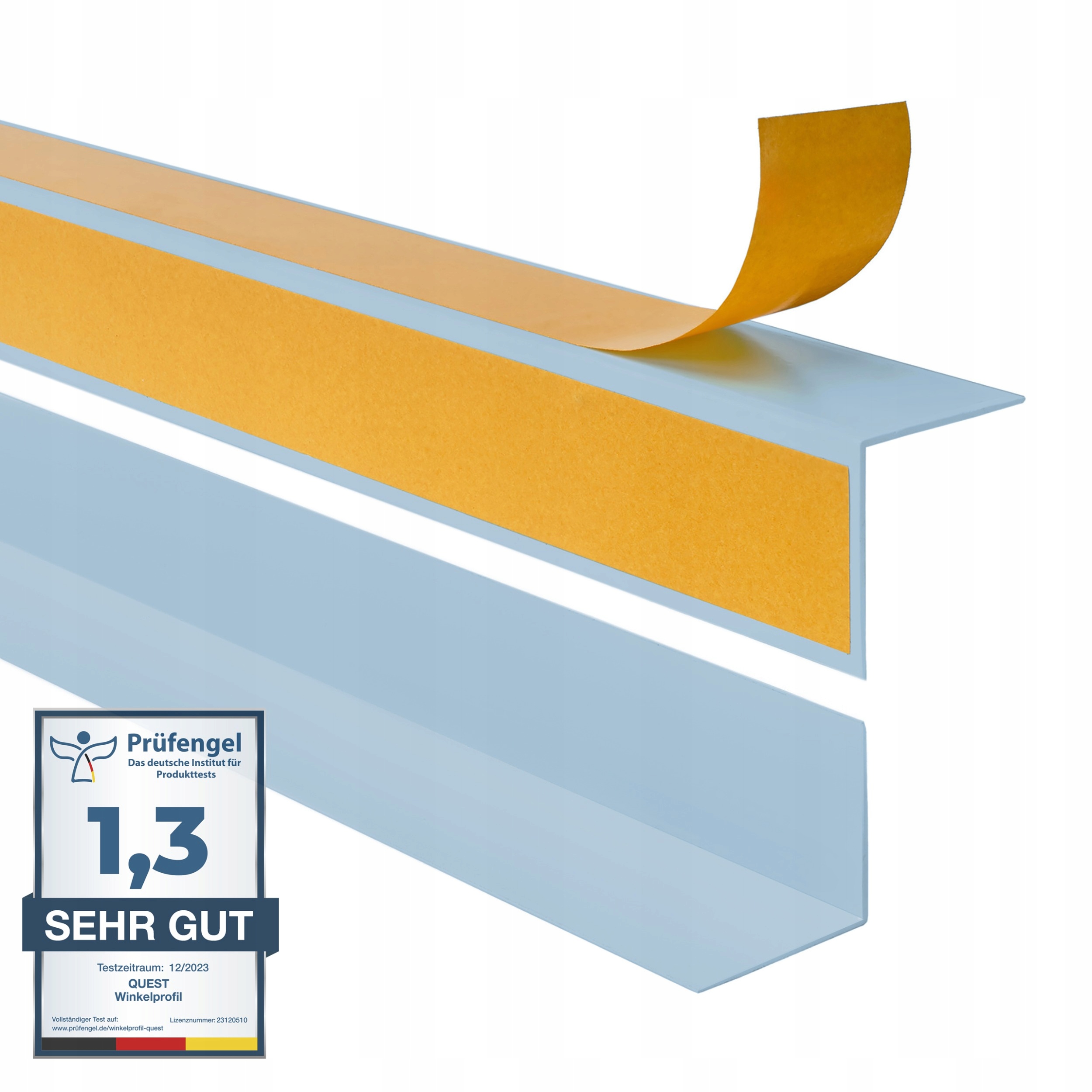 Pvc uholník tvrdý lepený na vonkajšej strane, modrý, 20x20 mm, 1,5 m
