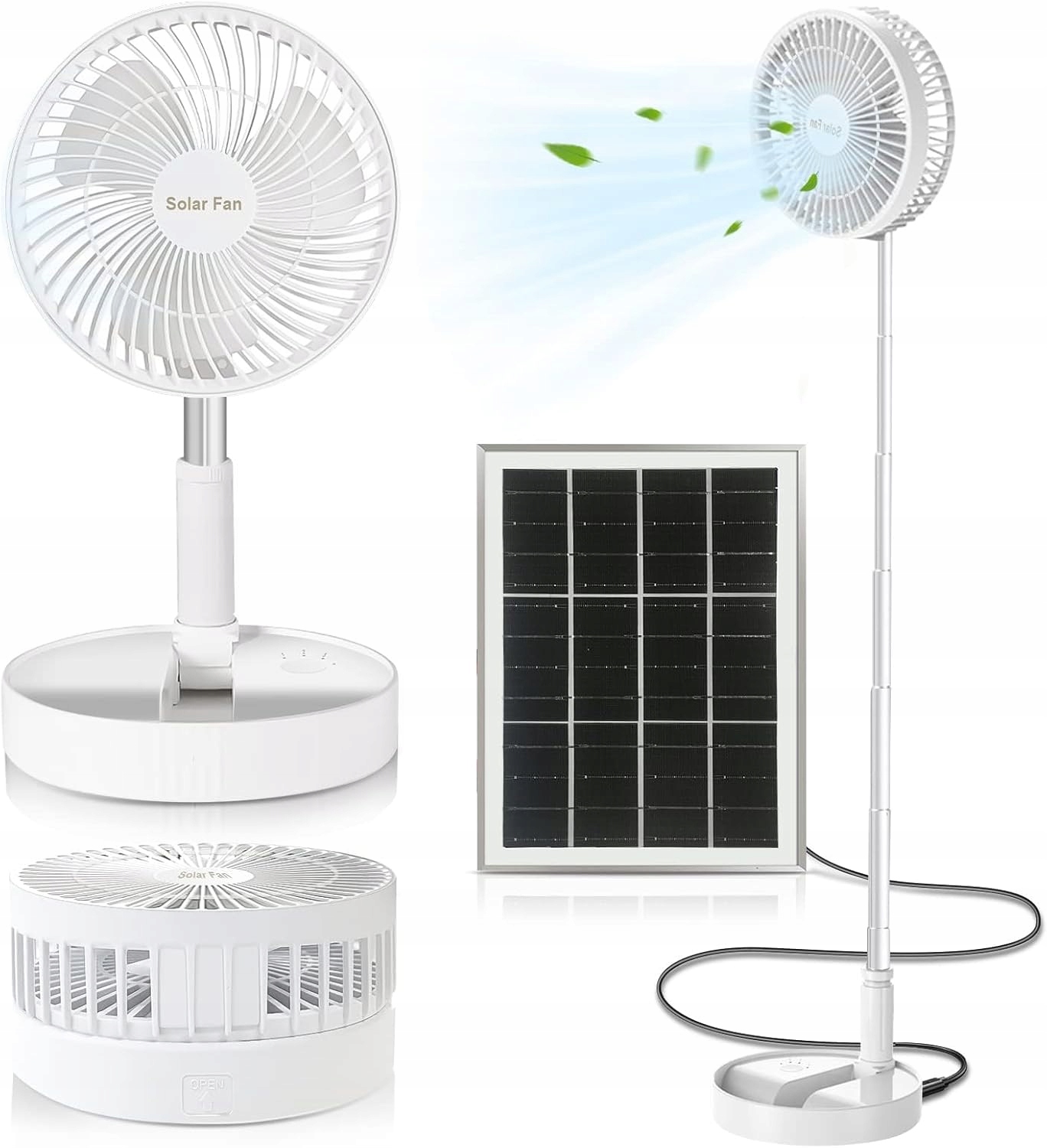 Skládací stojanový ventilátor, mini teleskopický ventilátor nabíjený přes Usb