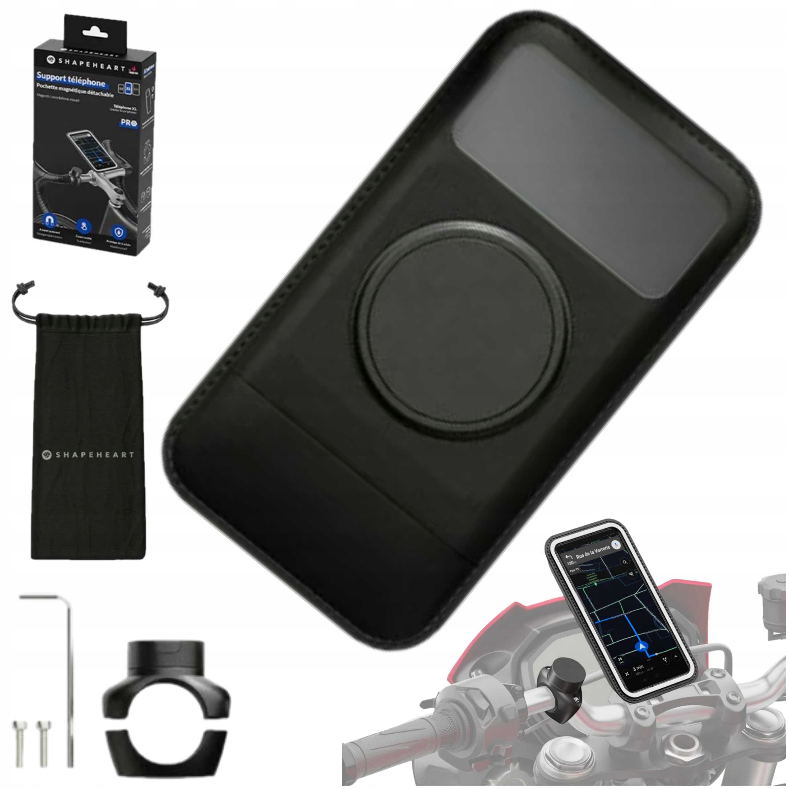 Držák na řídítka Shapeheart Pro XL pro magnetický telefon, voděodolný