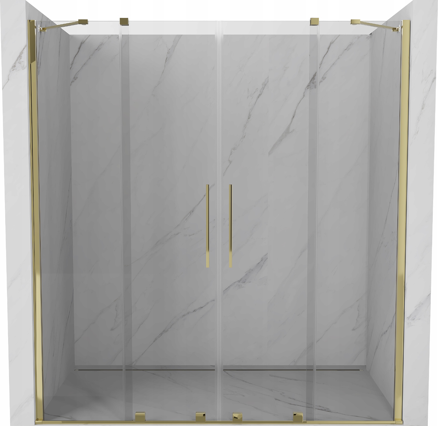 Mexen Velar Duo, 170x200 cm, zlatý profil, posuvné dveře, transparentní