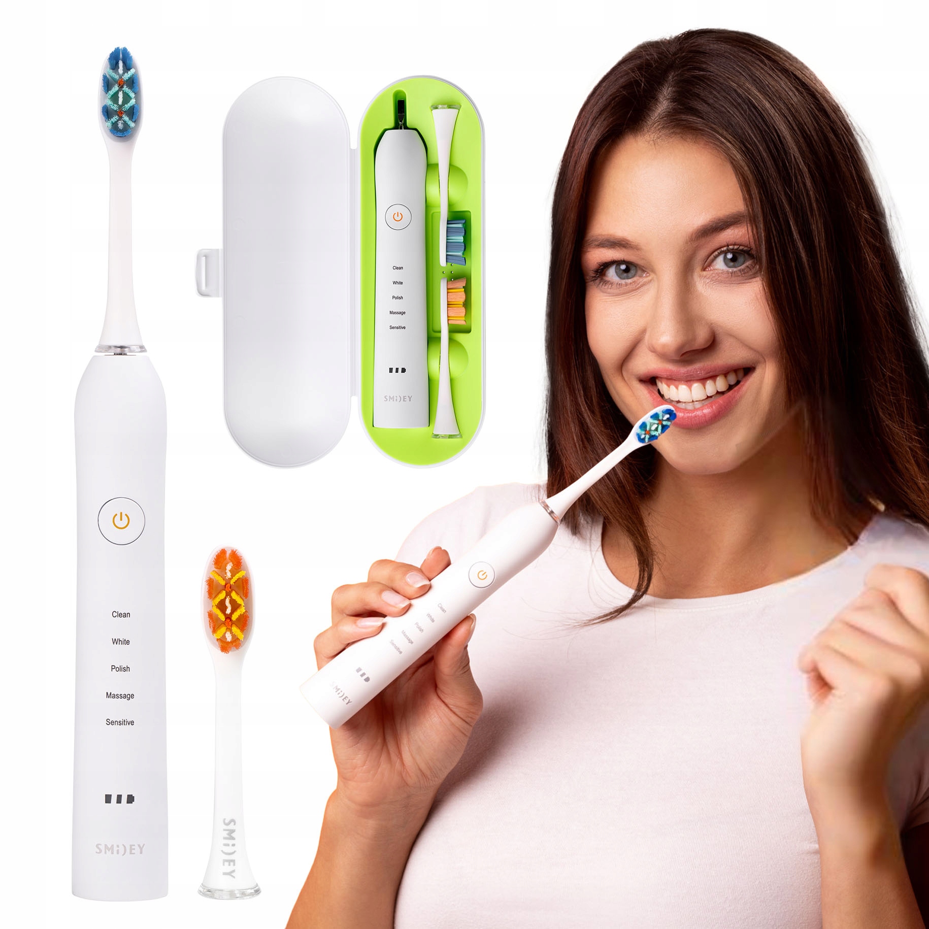 Szczoteczka Soniczna do zębów Elektryczna 96tys r/min Indukcja Etui Biała