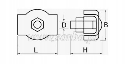 Zacisk linowy rynienkowy , pojedynczy na line do 8 Średnica liny 8 mm