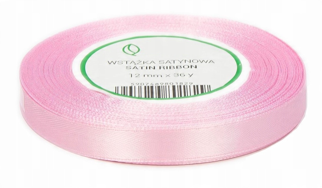 

Satynowa Wstążka tasiemka Ozdobna Różowa 12mm 32m