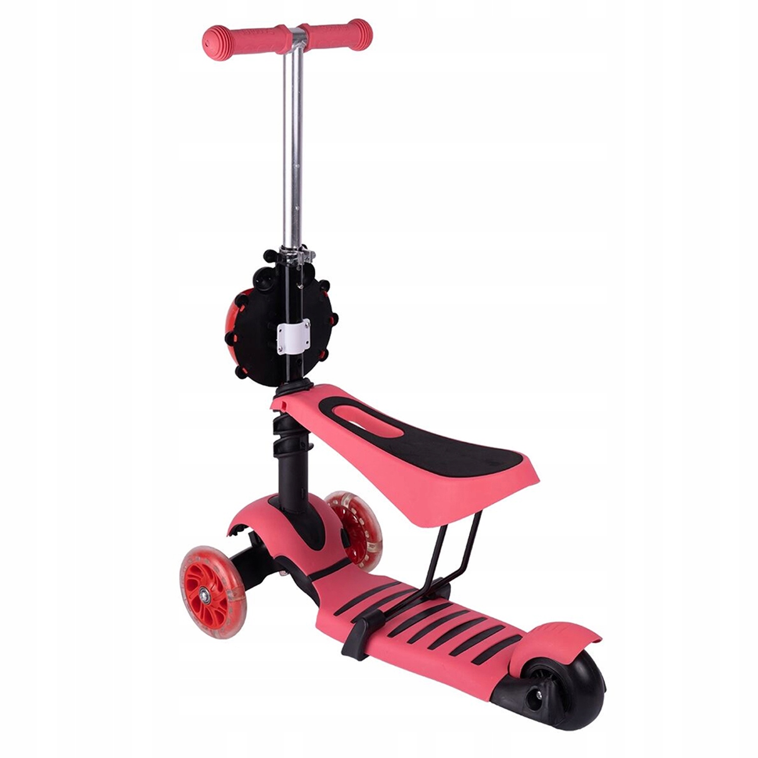 Hulajnoga Dla Dziewczynki Trójkołowa Balansowa Siedzenie 2W1 Led 3-8 Lat