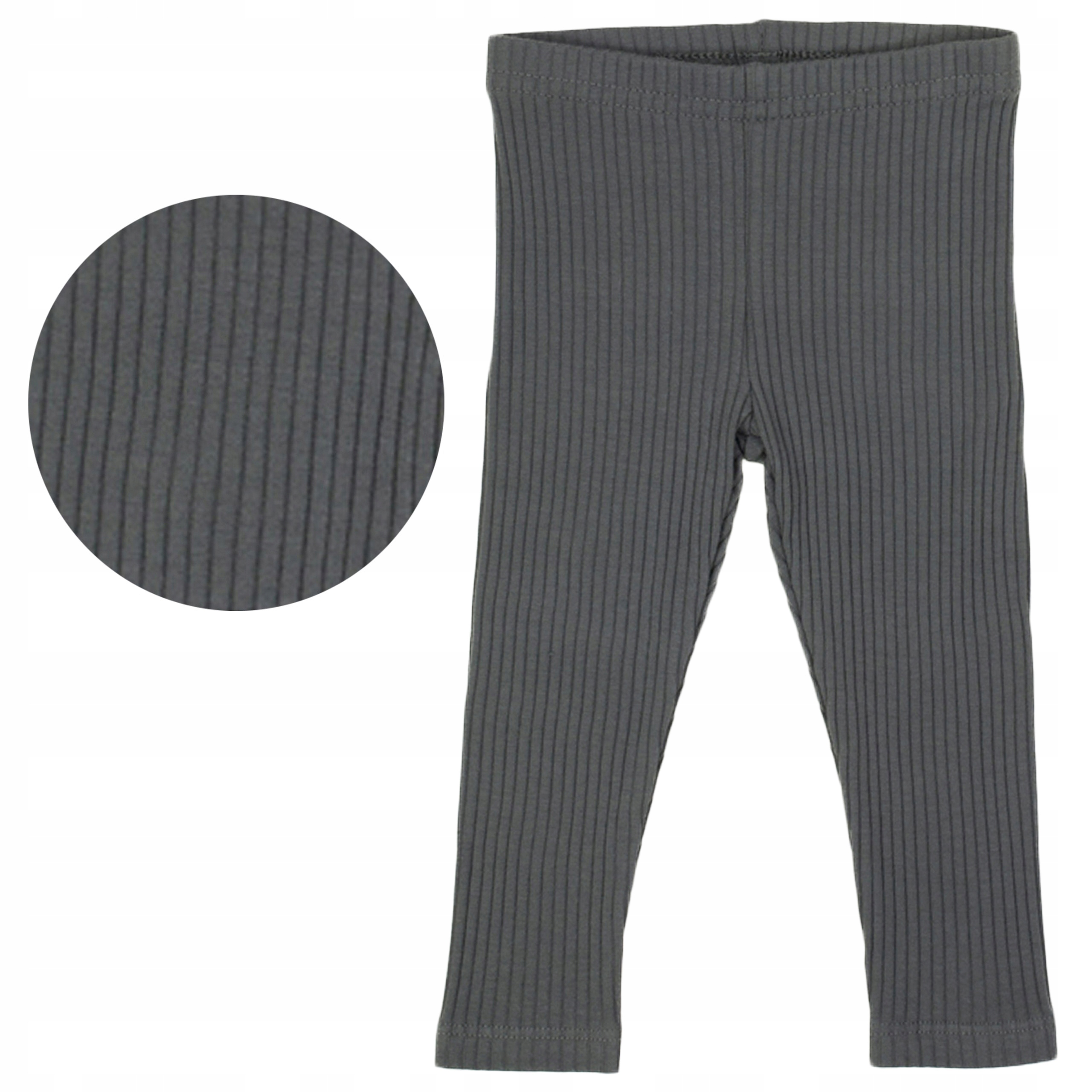 

Legginsy Bawełniane Prążek szczupłe grafit 104