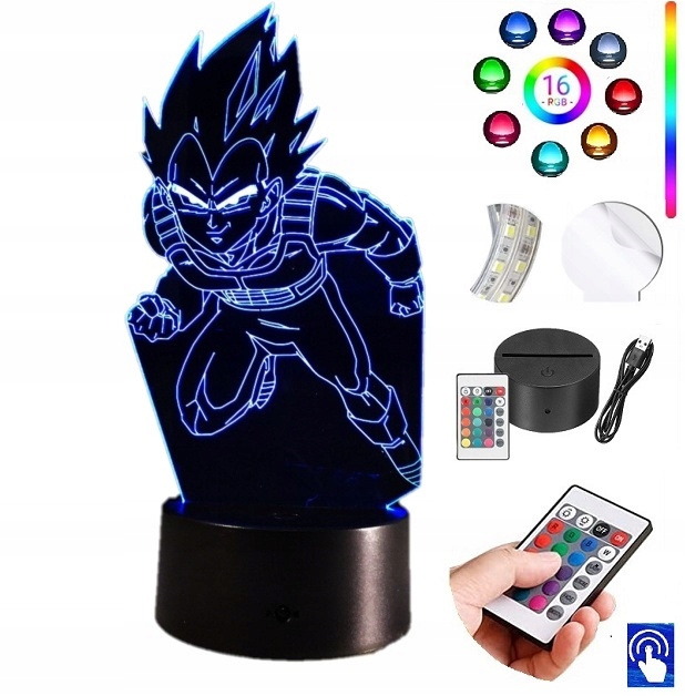 

Lampka Nocna Dragon Ball Vegeta 16 kol Led Plexido