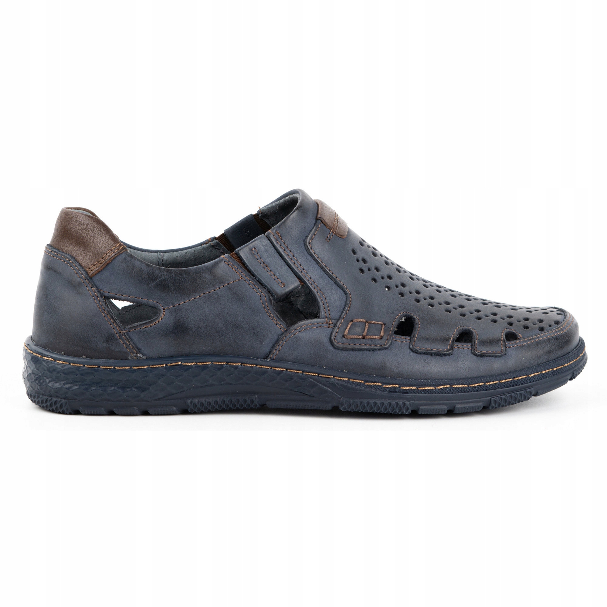

Buty męskie mokasyny skórzane 500MP granatowe 43