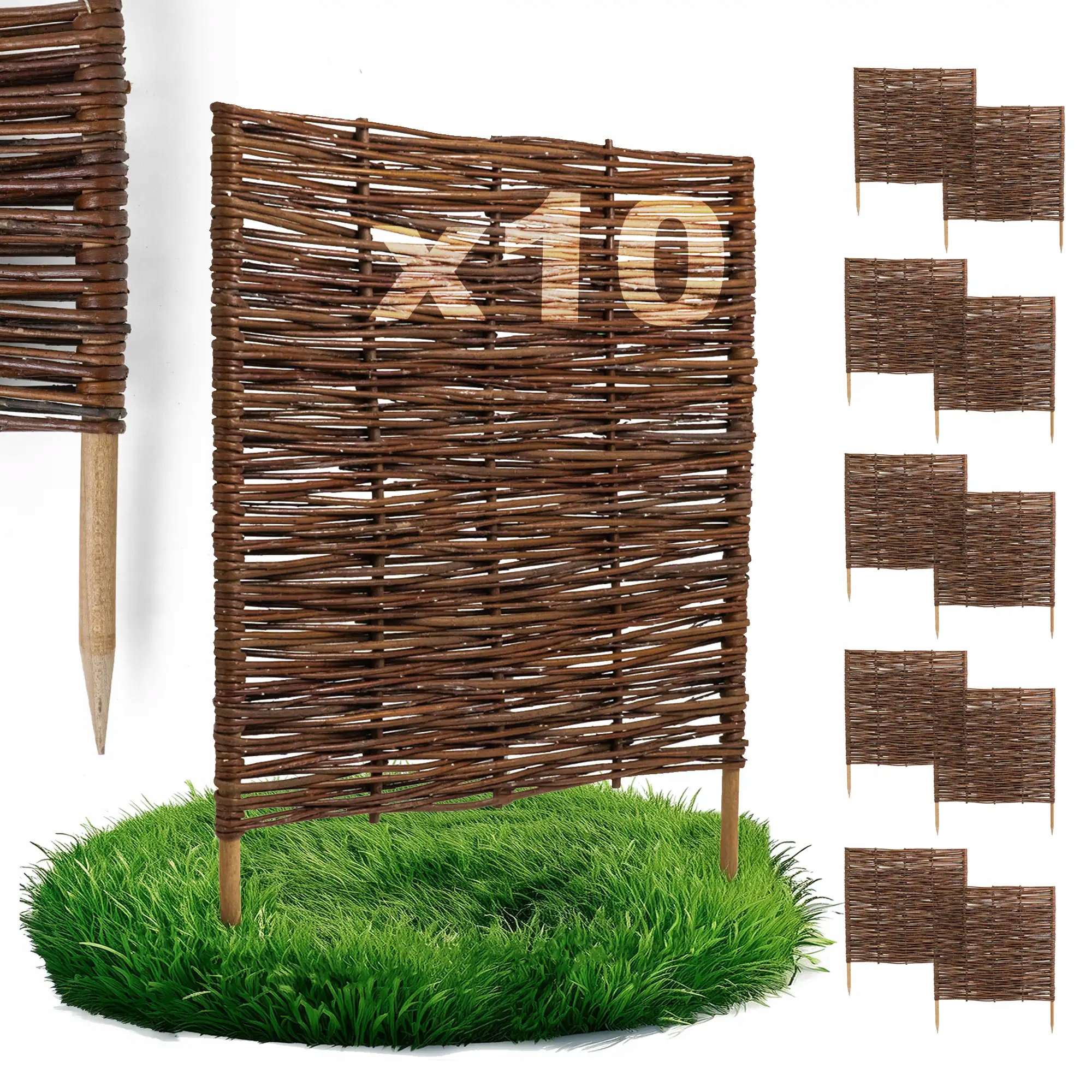 Zahradní Palisáda 60 cm x 60 cm 10 Kusů Proutěný Plot Obrubník Výrobce