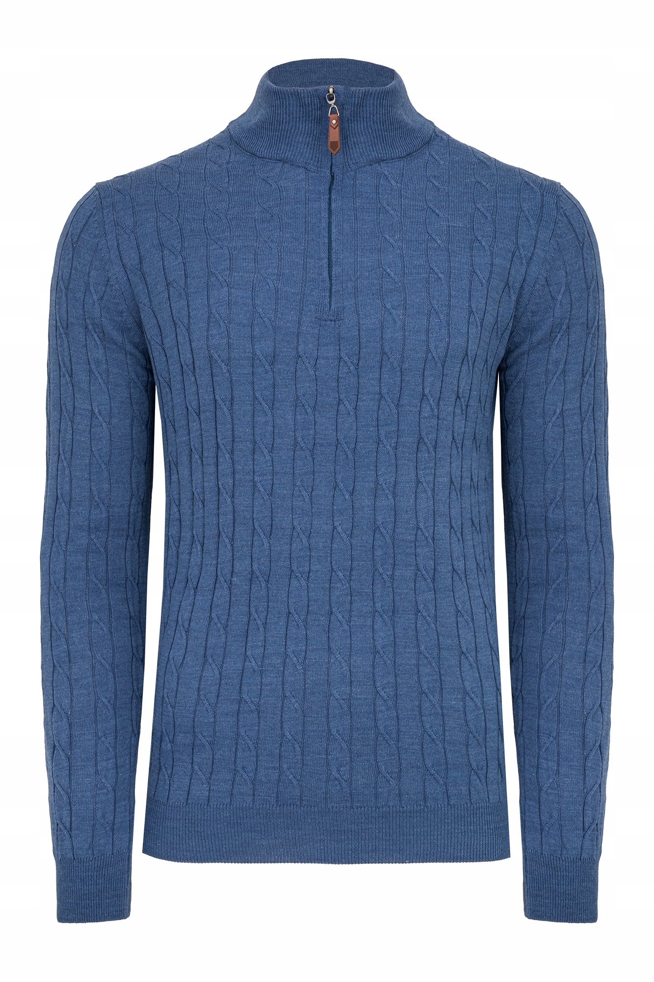 Pánský Rozepínací Svetr S Polovičním Zipem, Klasický Modrý Vzor, Cop, Pologolf: L