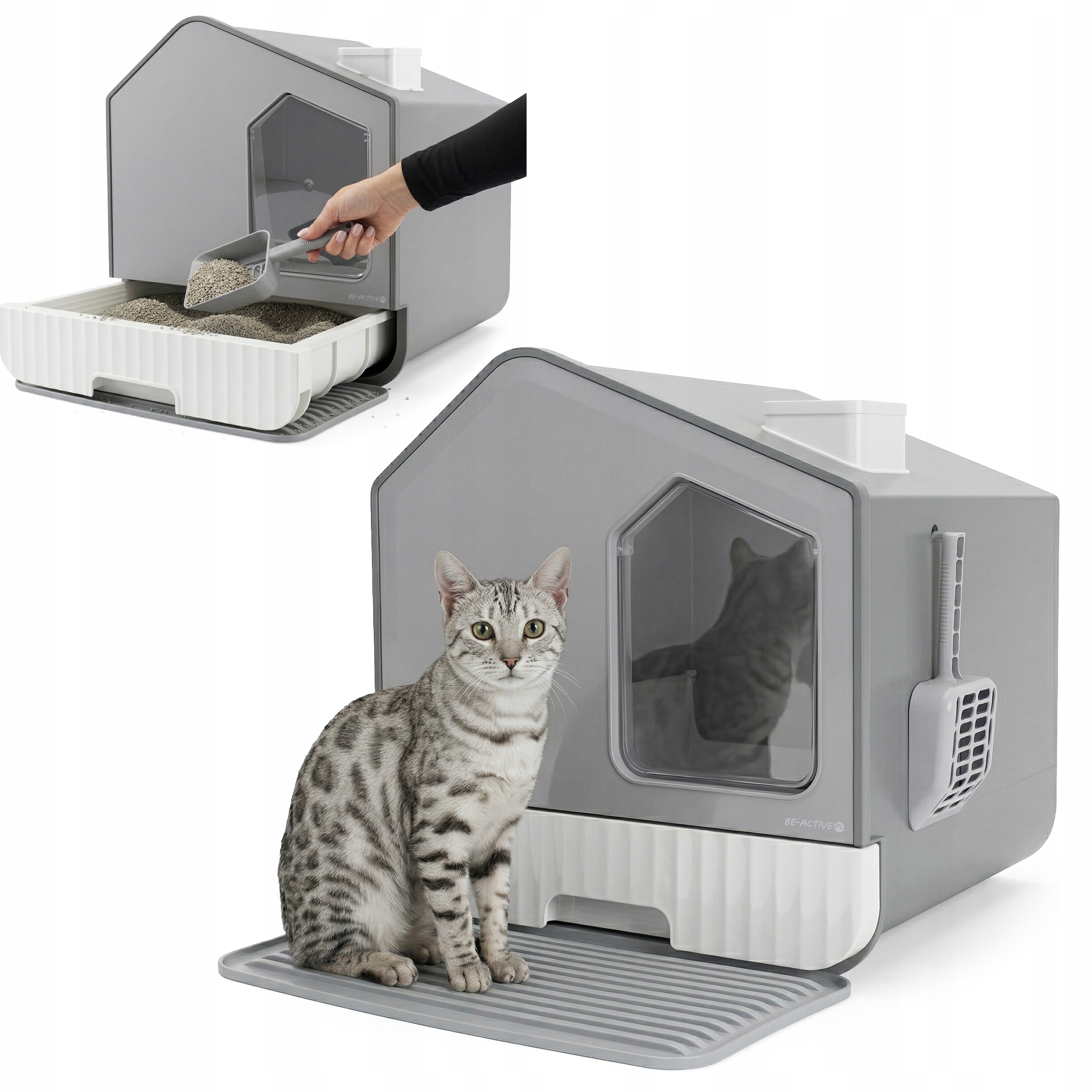 Kuweta Dla Kota Duża Na Żwirek Zamknięta Kryta Łopatka Wycieraczka Domek