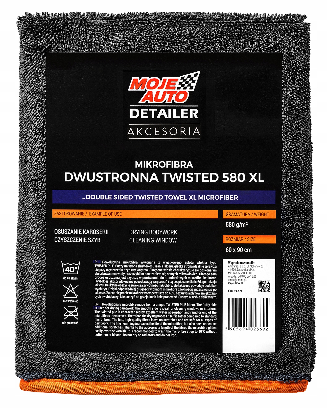Moje Auto Detailer Mikrofibra 60X90 580g/m2 Twisted towel XL