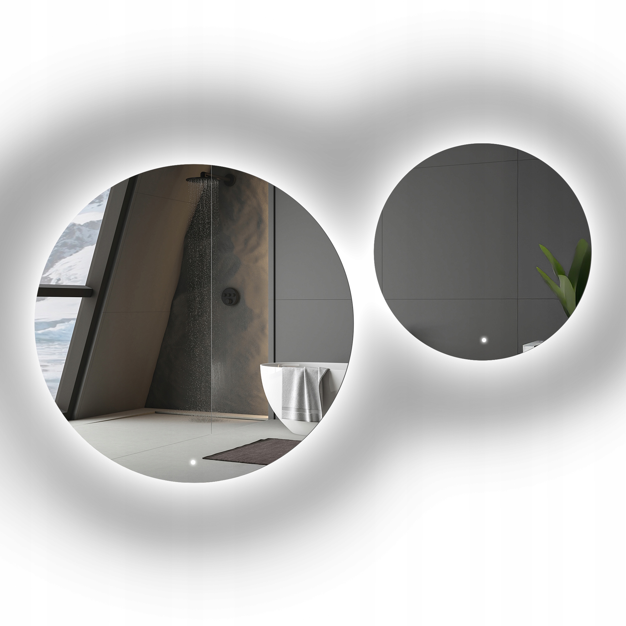 Sada kulatých koupelnových zrcadel Kola s Led podsvícením FI140+FI160