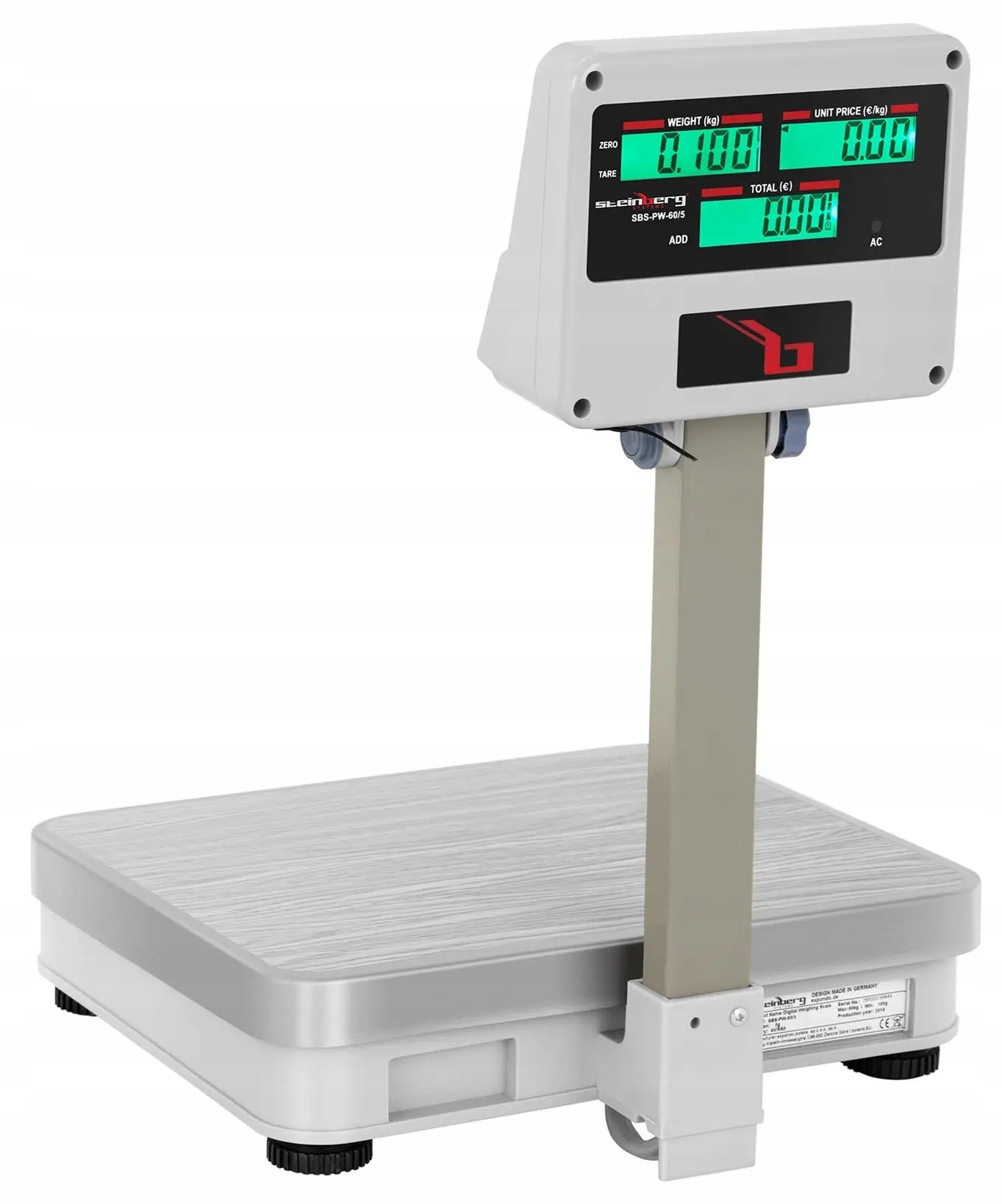 Waga sklepowa 60kg/5g LCD 35x30cm Steinberg Systems SBS-PW-60/5 10030110