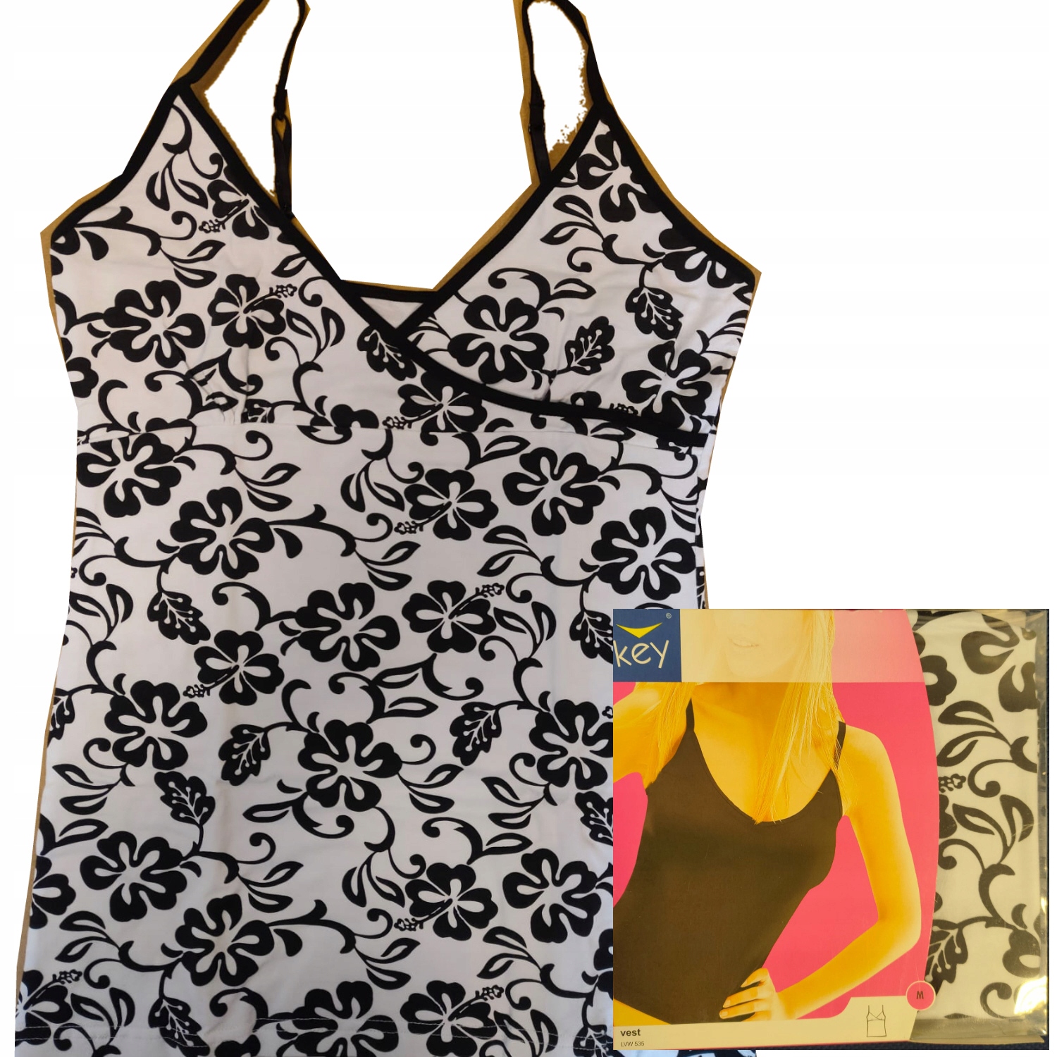 KEY koszulka ramiączko bawełna LVW535 biała